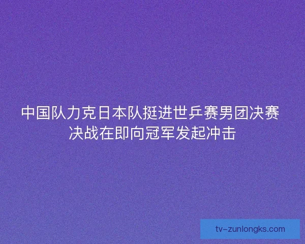 中国队力克日本队挺进世乒赛男团决赛 决战在即向冠军发起冲击