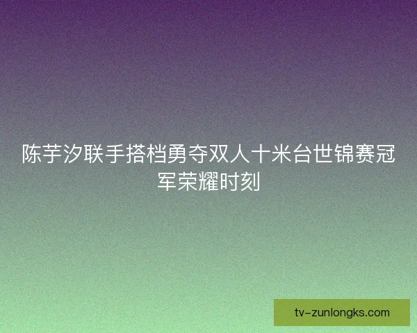 陈芋汐联手搭档勇夺双人十米台世锦赛冠军荣耀时刻